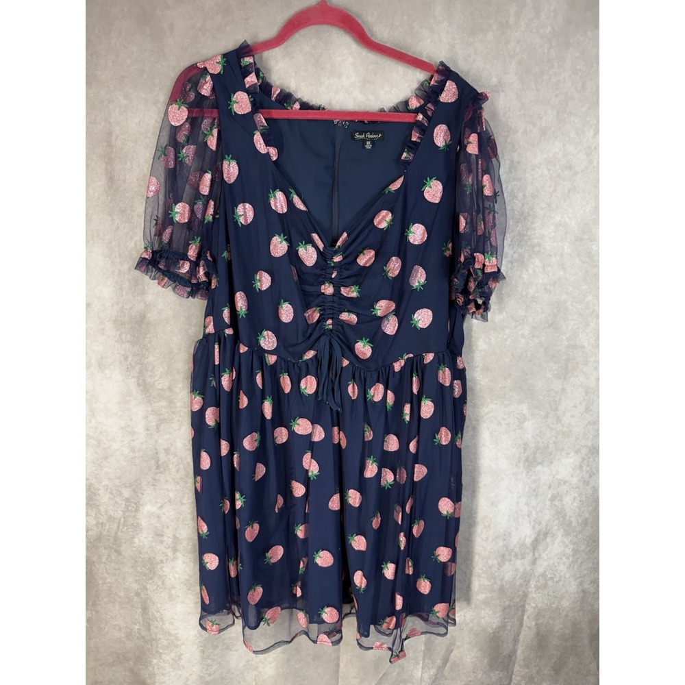 Smak Parlour Sparkle Strawberry Flare Dress In Blue Women's Size 3X